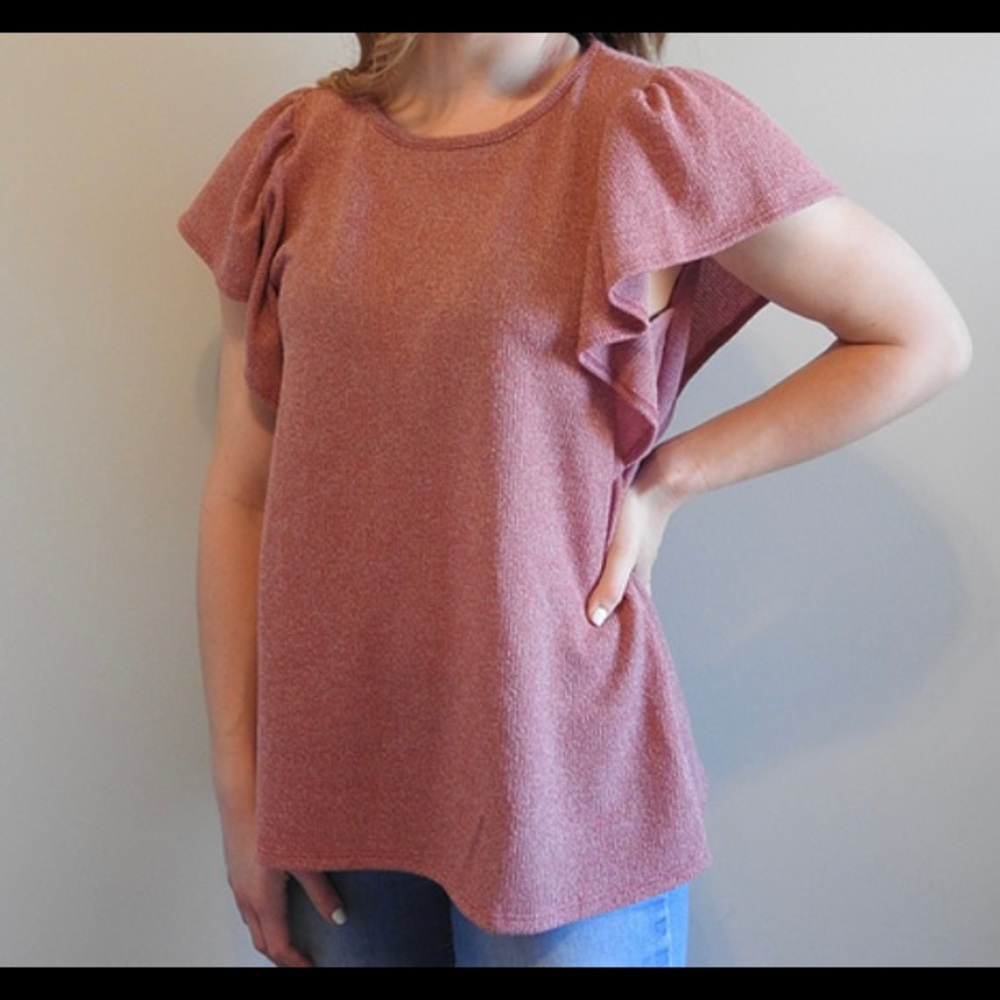 Pink flutter sleeve blouse